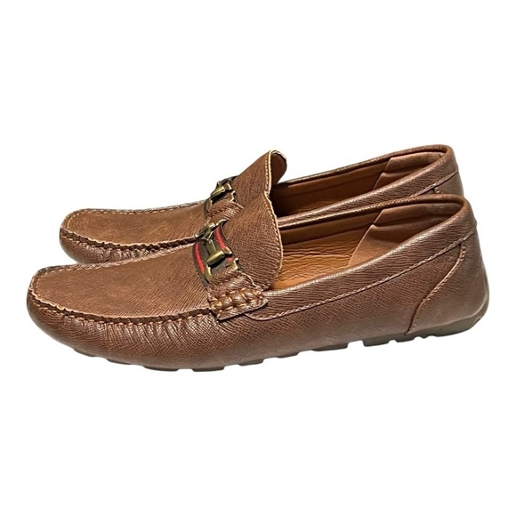 Guess Men’s Abbey Driver Loafer 7.5 Brown Faux Leather Classic Casual Preppy - Picture 4 of 8